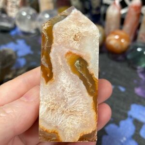 Red Moss Agate And Quartz Tower
